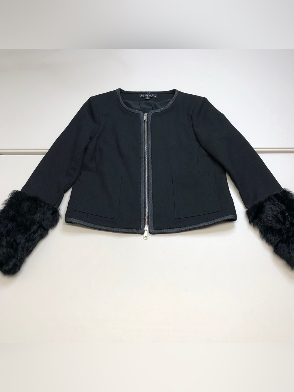 Elizabeth and James Tatiana Jacket Lack Size Medium Fur And Wool